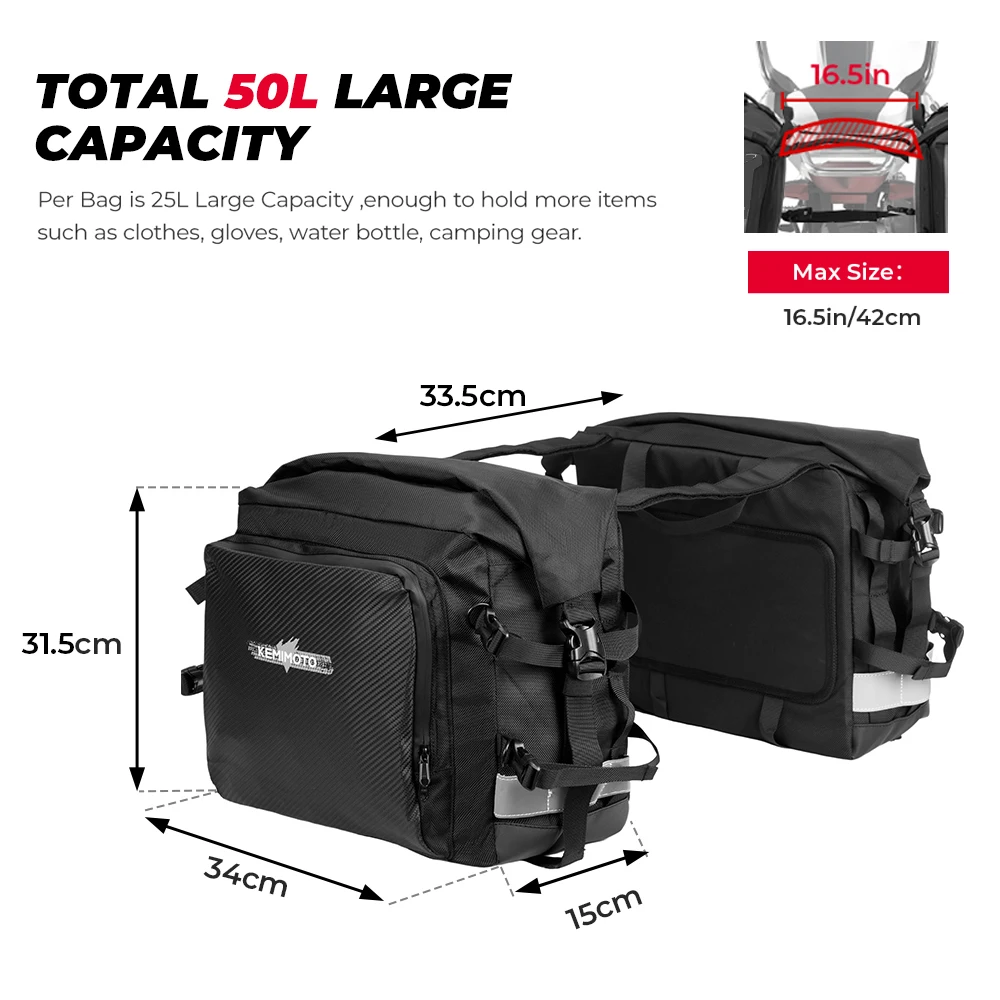 Alforja Universal para motocicleta, Bolsas laterales de 25L para BMW R1200GS con bolsa interior extraíble 100% impermeable, equipaje de moto de viaje