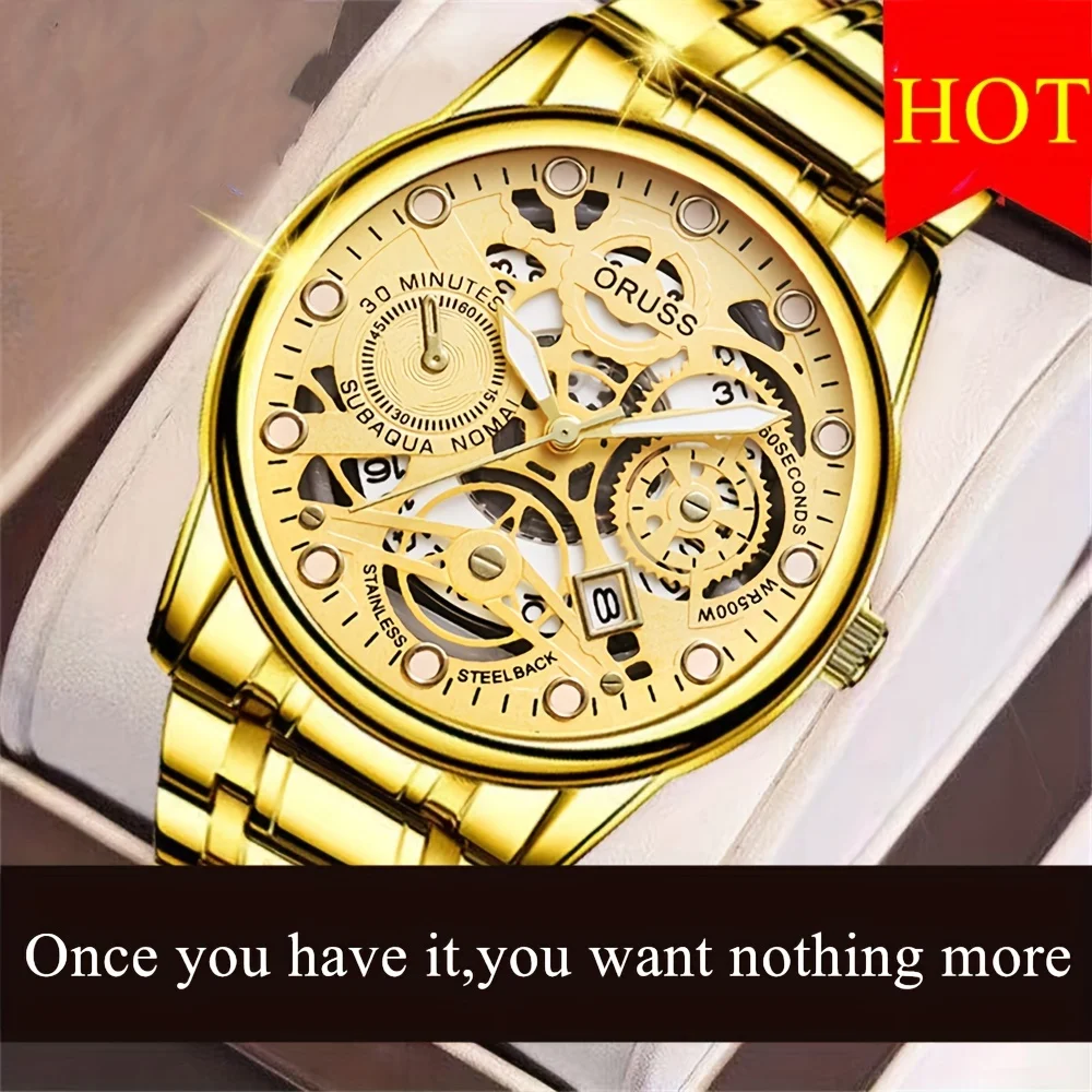 Gorgeous high-end atmospheric men\'s watches business men\'s watches hollow design trend personality fashion gentlemen all match