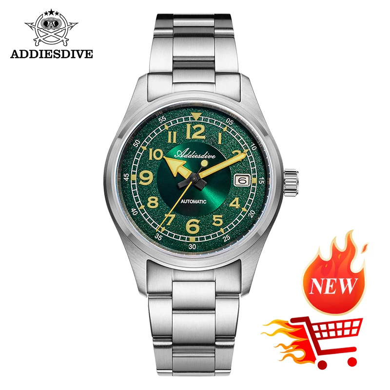 ADDIESDIVE New Watch For Men Sapphire NH35 Automatic 39mm Sunburst Dial Retro Luminous Dress WristWatch 200m Waterproof Watch