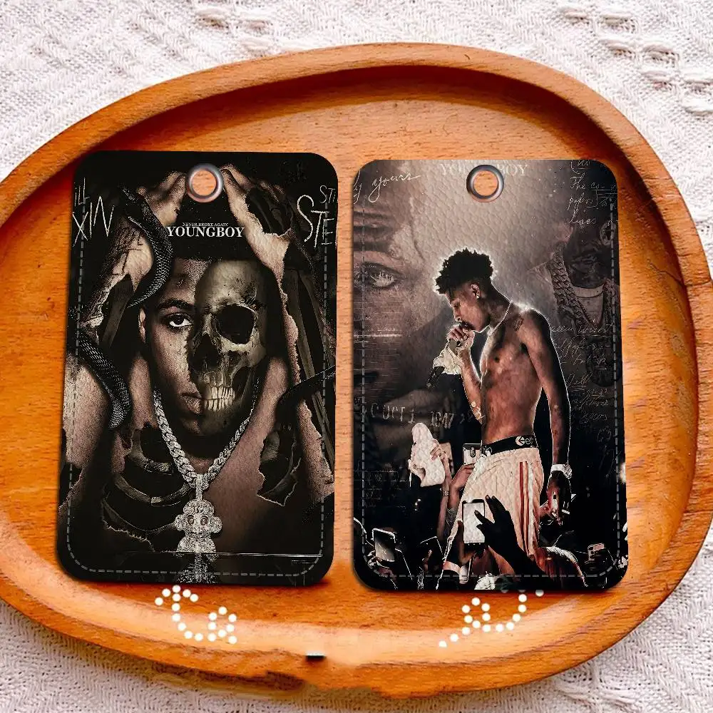 

Singer YoungBoy Never Broke Again Leather Access Card Holder, Water Drop Keychain, Bus Card Elevator Induction Protective Cover