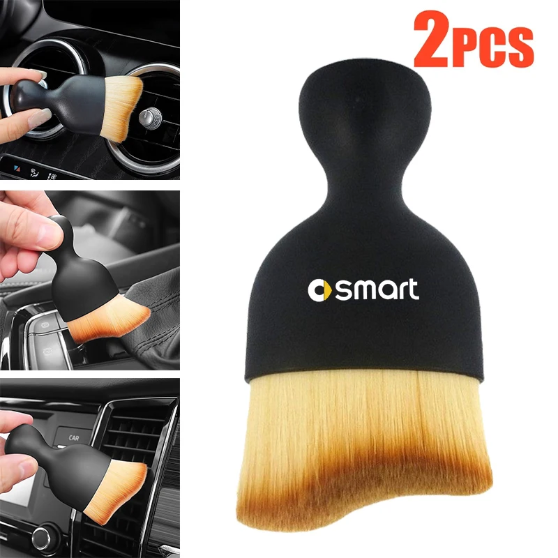 2Pcs Car Air Vent Cleaning Soft Brush Car Interior Crevice Dusting For Smart 451 brabus Smart 453 fortwo forfour