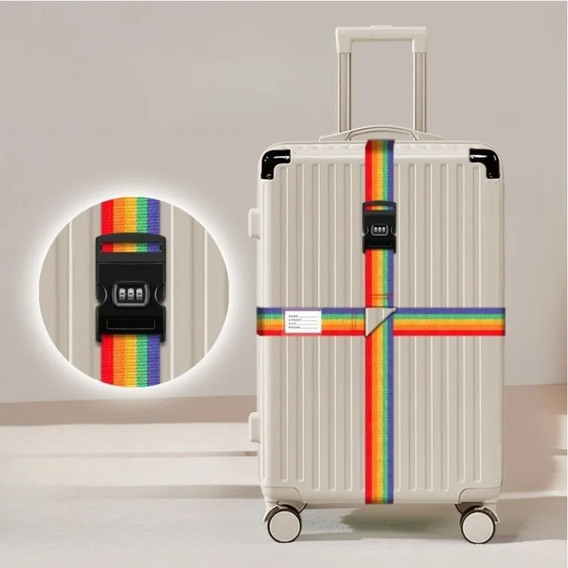 Thickened, wear-resistant, explosion-proof tear-resistant cross-shaped password-laced luggage strap