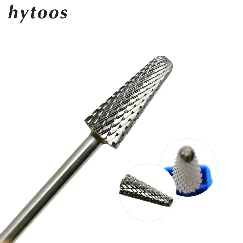 HYTOOS-Foret à ongles en carbure de tungstène, mèches coniques 3/32, fraise de manucure, enlever le gel, accessoires de fraise électrique