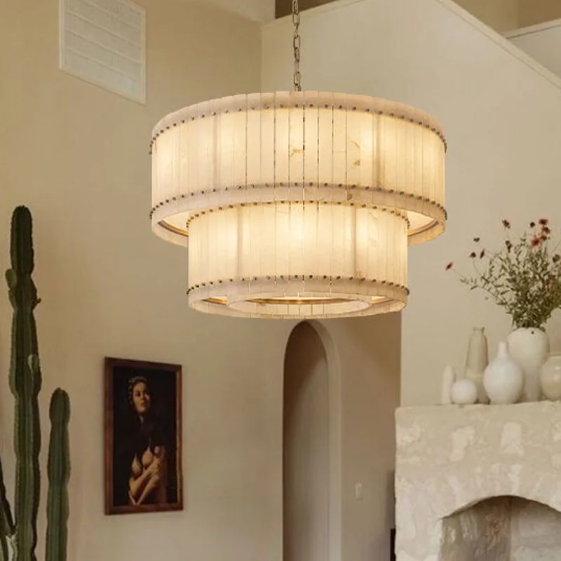 Contemporary Customizable Chandelier 2025 Marble Pendant Lamp Dimmable Ceiling Luster for Living Room Villa