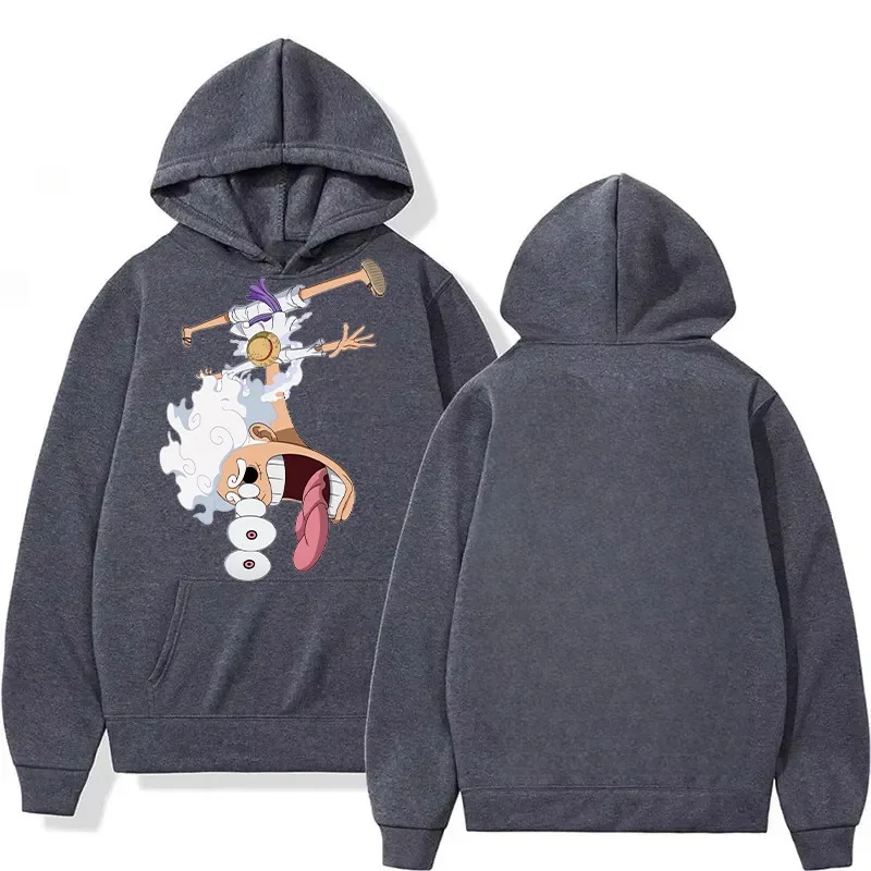 เสื้อฮู้ดลายลูฟี่สุดฮาจากวันพีซ ผ้าฝ้าย ใส่ได้ทั้งฤดูใบไม้ร่วงและฤดูหนาว สไตล์สตรีท คู่รัก ทรงหลวม สบายๆ แขนยาว เสื้อคอสเพลย์ลูฟี่