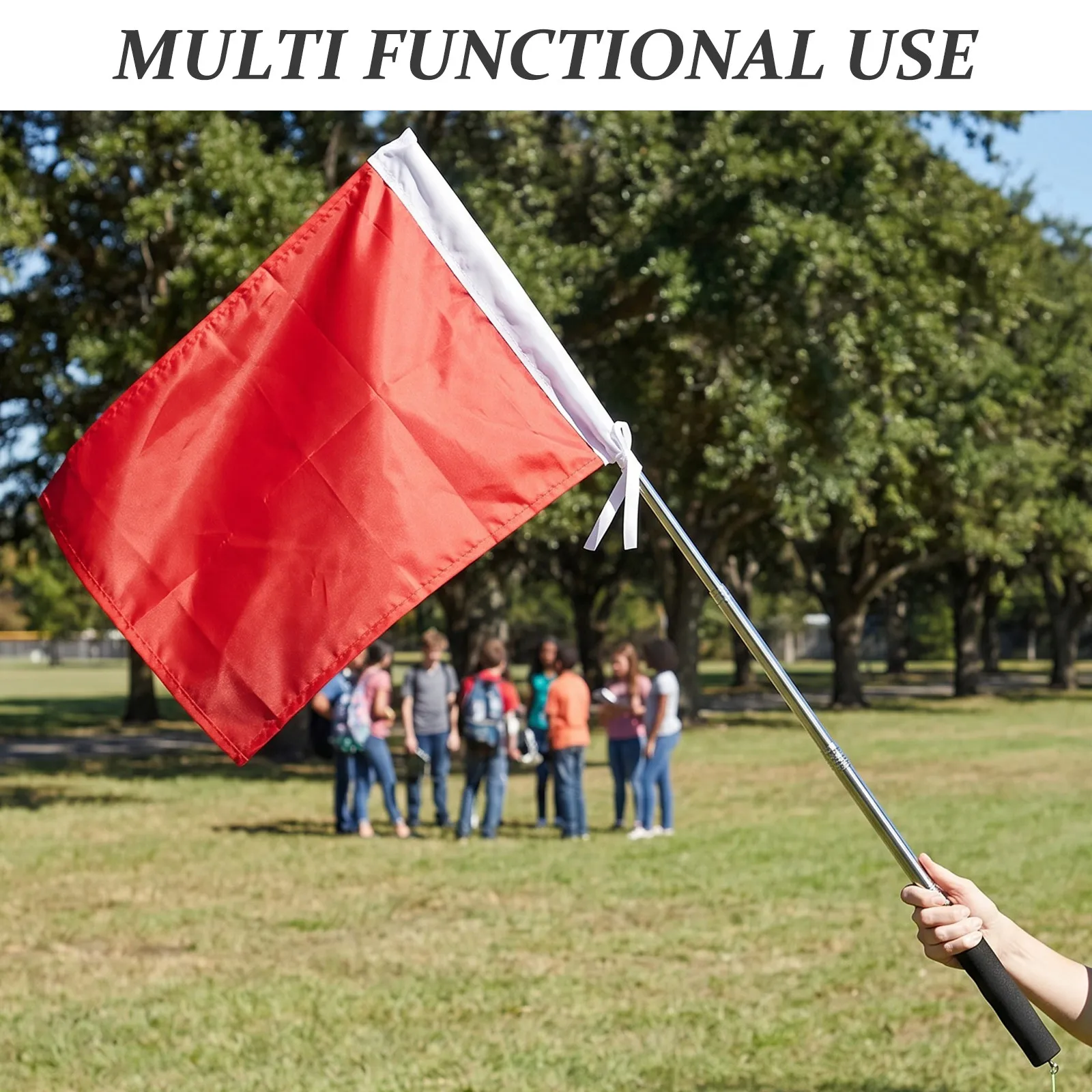 2Sets Adjustable Handheld Guide Flag Poles Portable Telescoping Retractable Stainless Steel Collapsible Flags for School Trips