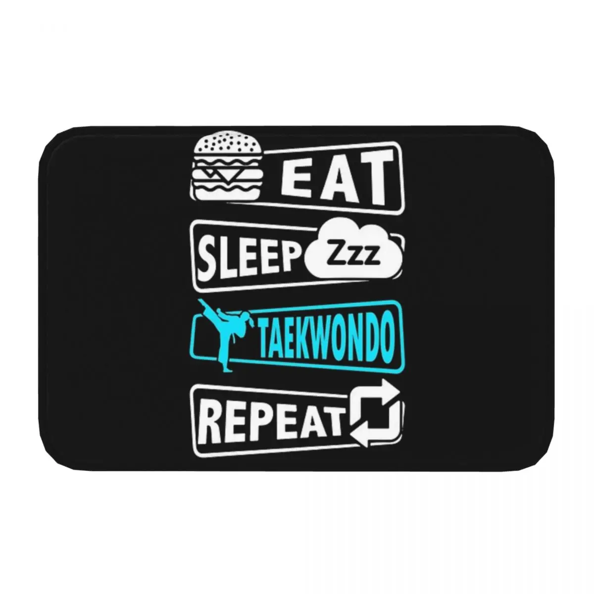 Taekwondo Bedroom Mat Taekwondo Eat Sleep Blue Doormat Flannel Carpet Balcony Rug Home Decor