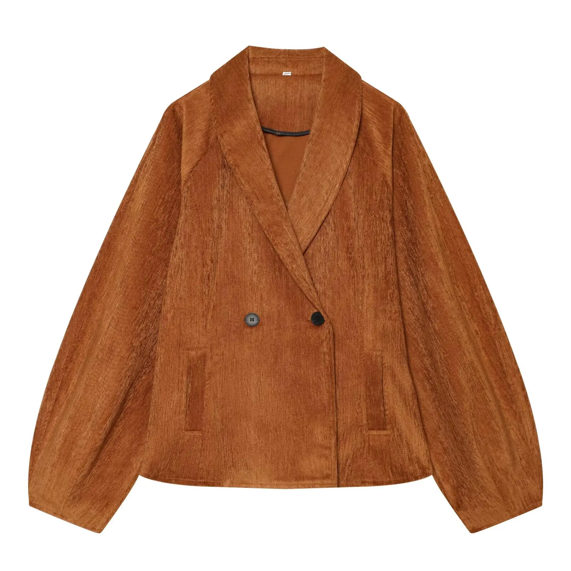 TFMLN Damen Freizeitjacken, zweireihig, langärmelig, schlichter Business-Anzug, eleganter Retro-Kurzmantel für Damen – Detail 2