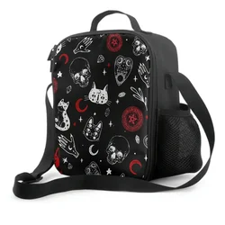 Skull Cat Moon Gothic Insulated Halloween Tote Bag Cooler Bag for Adults Kids Lunch Box Work School Picnic Camping