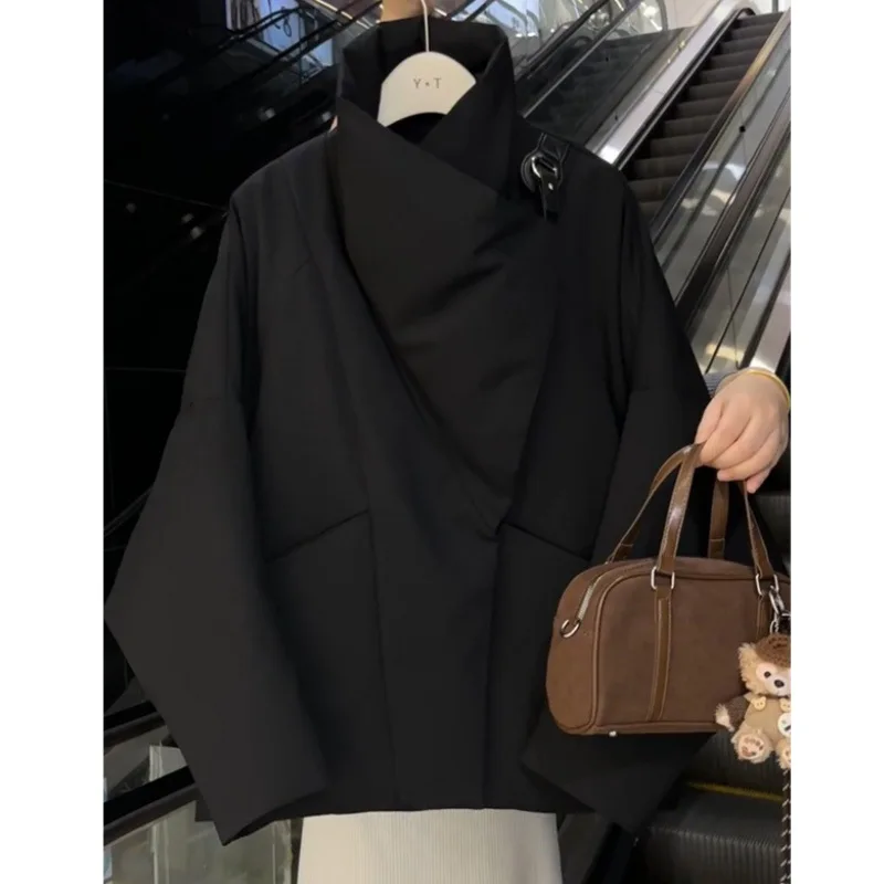 الفاخرة كبيرة التلبيب معطف الخريف الشتاء الدافئة سترة المرأة الدافئة تصميم القطن وسادة مبطنة قصيرة سترة منفوخة الشتاء ملابس النساء