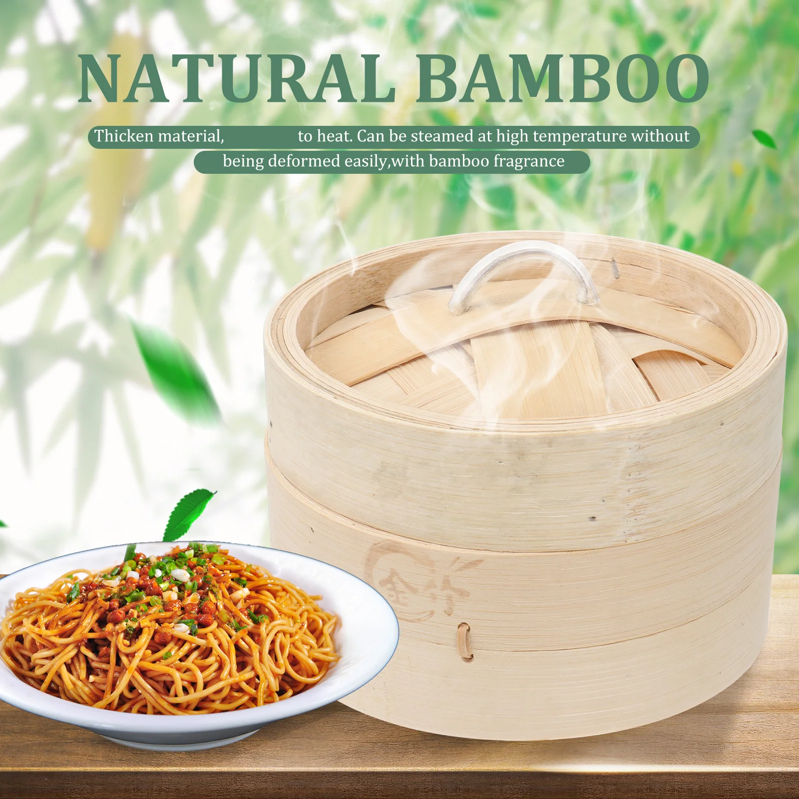 

1Set Kitchen Bamboo Food Steamer Thicken Steamer Basket for Steaming Meat Desserts Multi-Functional Household Cooking Tool