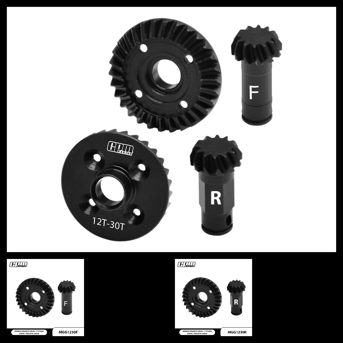 

GPM Carbon Steel 30/12T F&R Diffs Gear Set For ARRMA Granite Typhon Mojave Grom