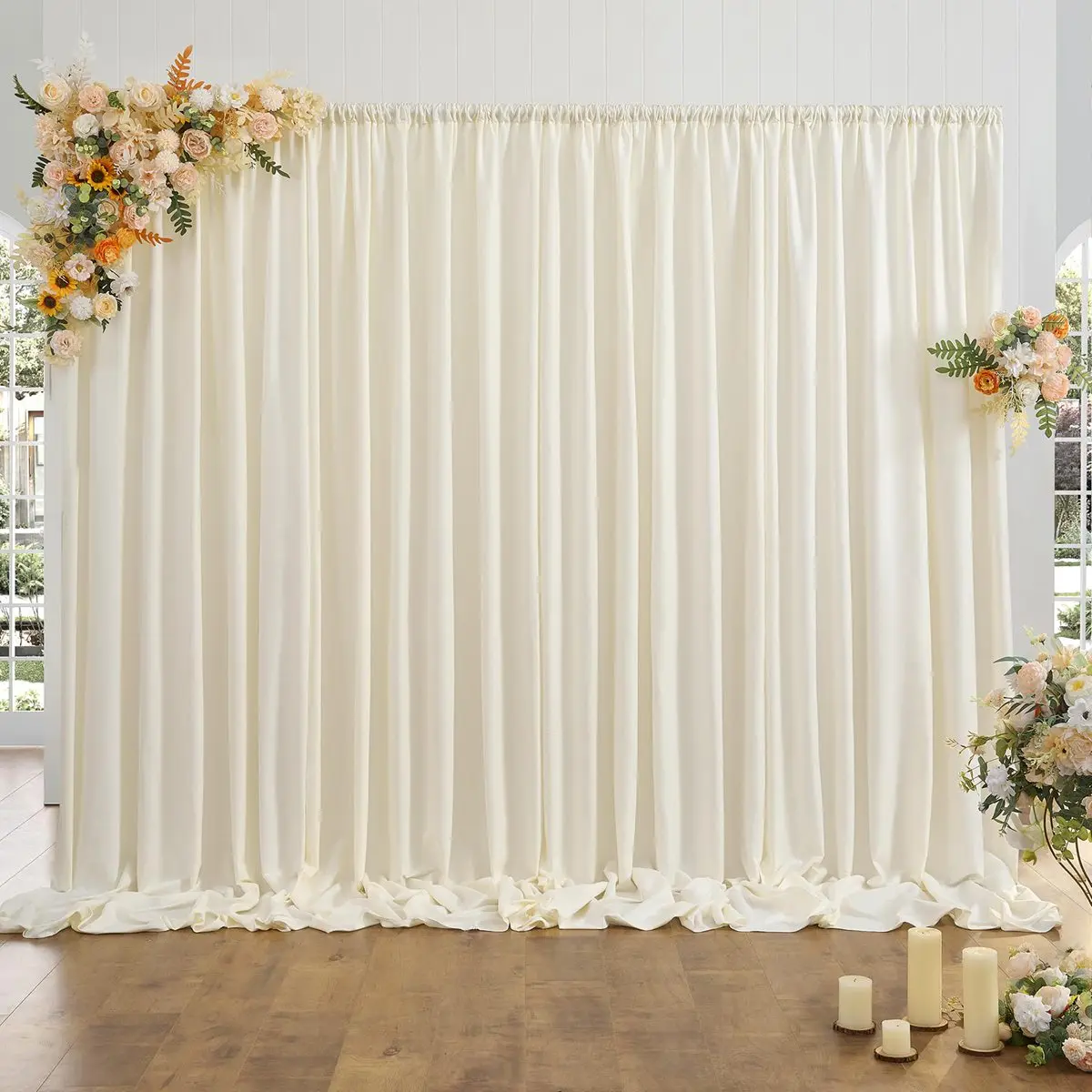 1.6x2m Ivory Chiffon Backdrop Wedding Tulle Yarn Background Crystal Sheer Fabric Rustic Country Wedding Birthday Party Decor