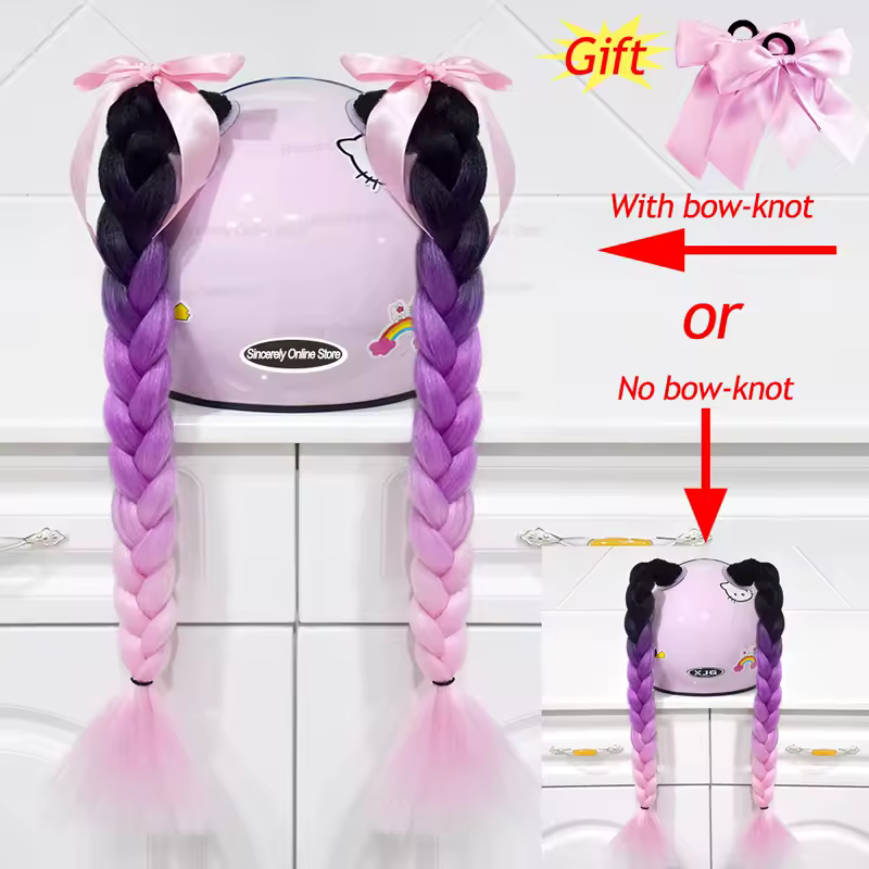 2pcs/pair New Motorcycle Helmet Braids Woman Braids Wig For Motorbike Helmets 164 colors Twist Dual Pigtail Ponytail With Sucker - Image 8