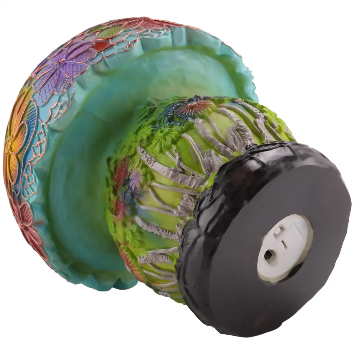Lively- Creative Stained Glass Mushroom Table Lamp Vintage Animal Plant Series Shaped Resin Bedroom Decora Household,D