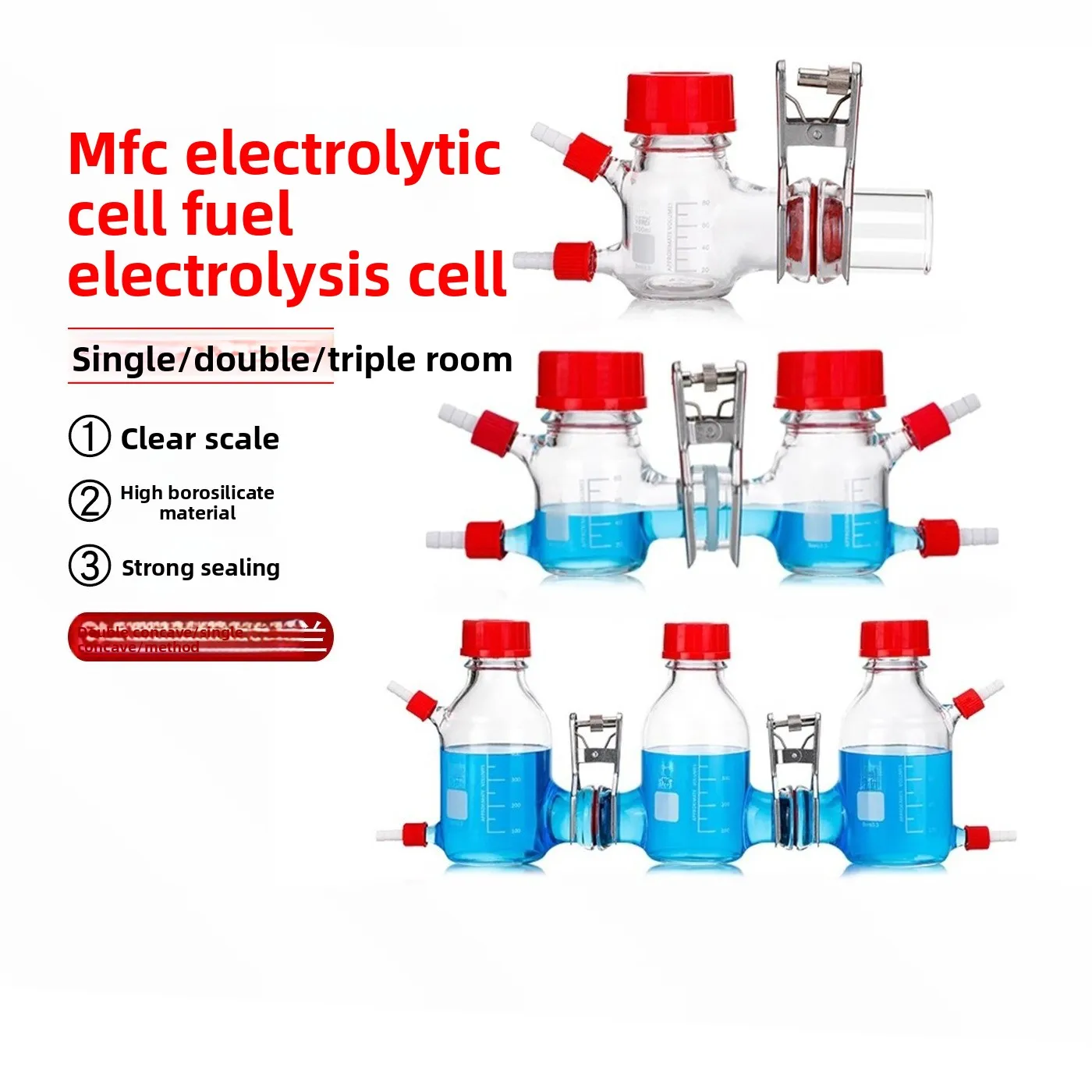 MFC Reactor/clamp Proton Exchange Membrane (dual Chamber) Microbial Fuel Chemical Reactor Electrolytic Cell 100-500ml