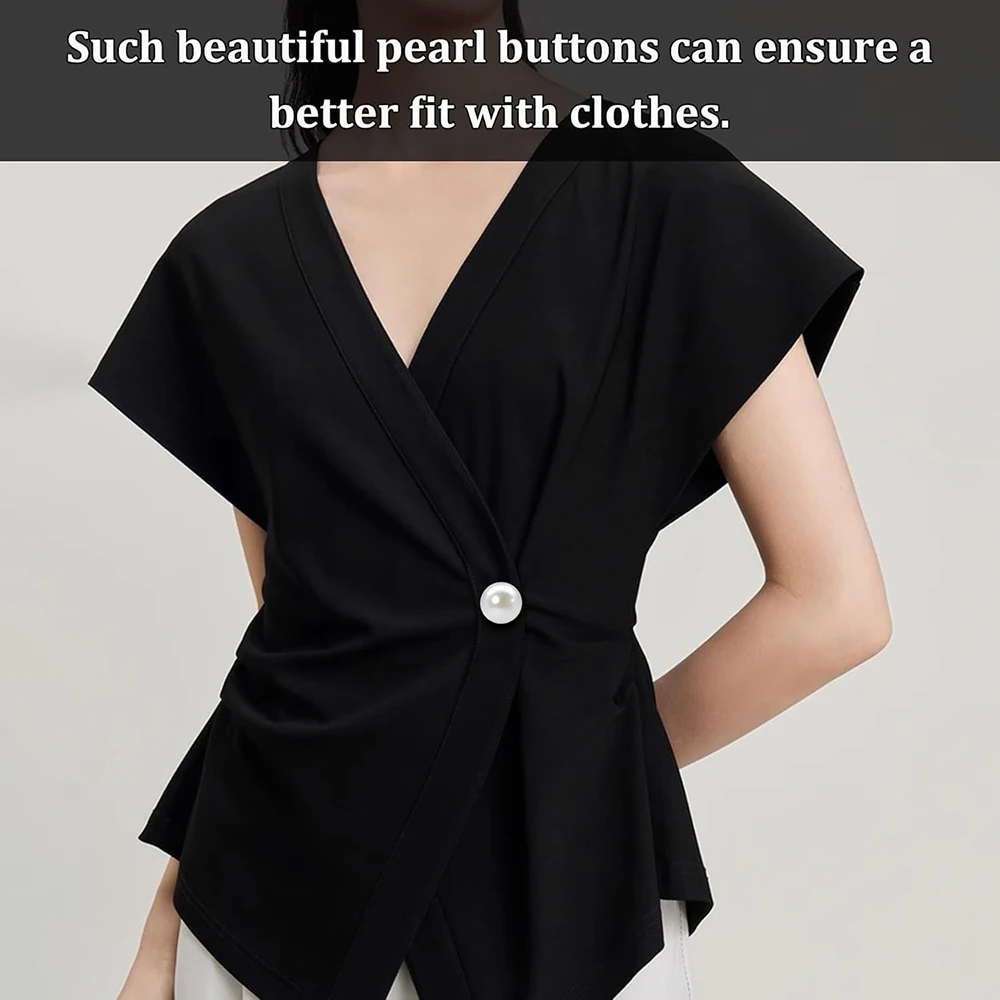 30 Sets Pearl Buttons No Sew Pearl Brooch Pins Removable Reusable Multipurpose Crafts Buttons for Shirt  Dress Sweater Clothes