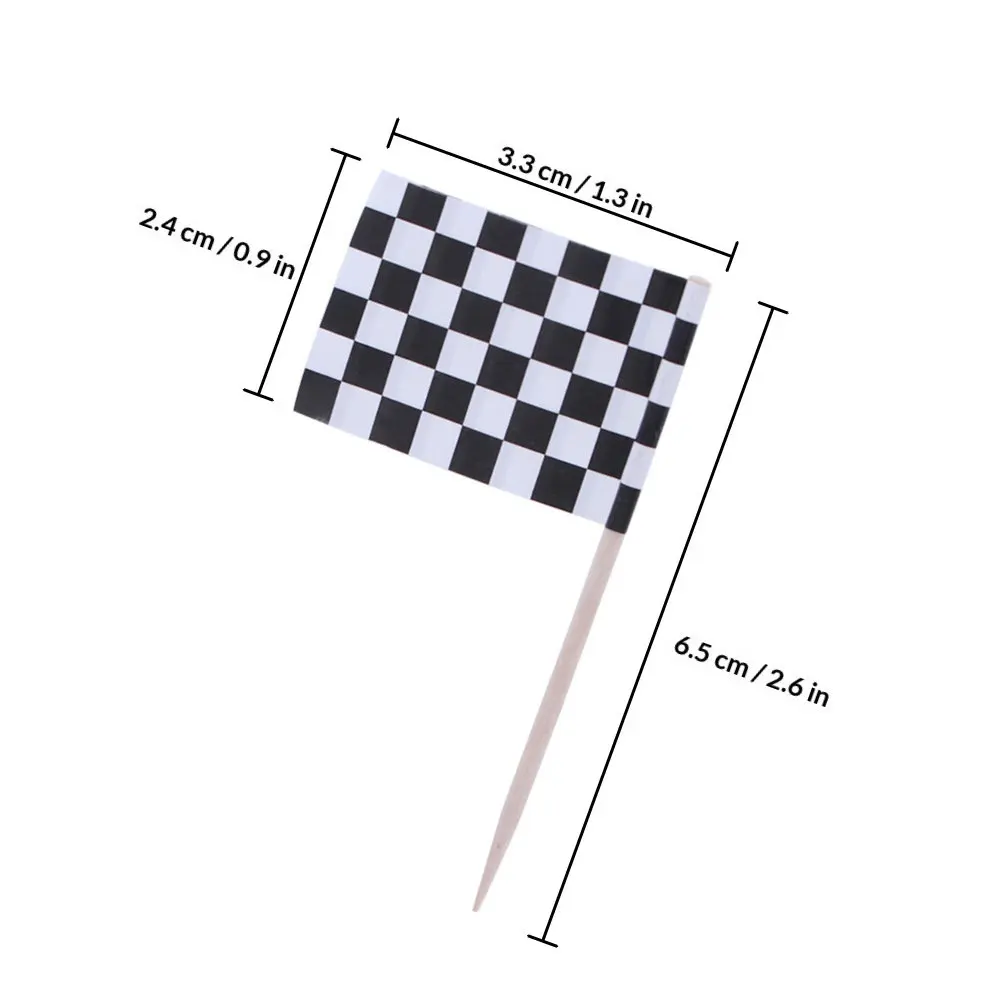 150Pcs Checkered Racing Flag Cake Topper Party Decor Paper Wood Double Sided Cake Picks Cupcake Decoration Cupcake Picks