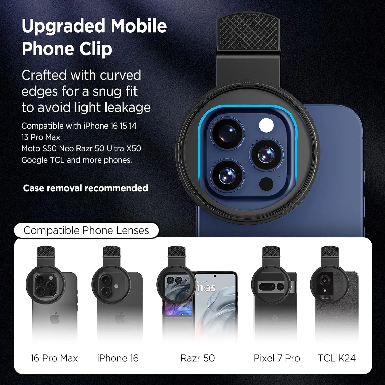 Kit de filtro CPL/UV con clip de lente de cámara polarizador portátil Universal Circular de 52MM para iPhone Huawei Xiaomi Samsung