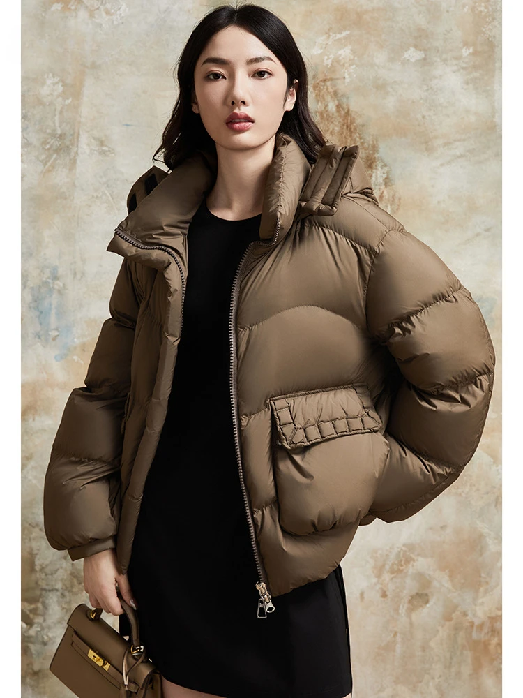 2023 Winter New Bread Fashionable Casual Loose Hooded Thickened Warm Short Down Jacket Jacket Women