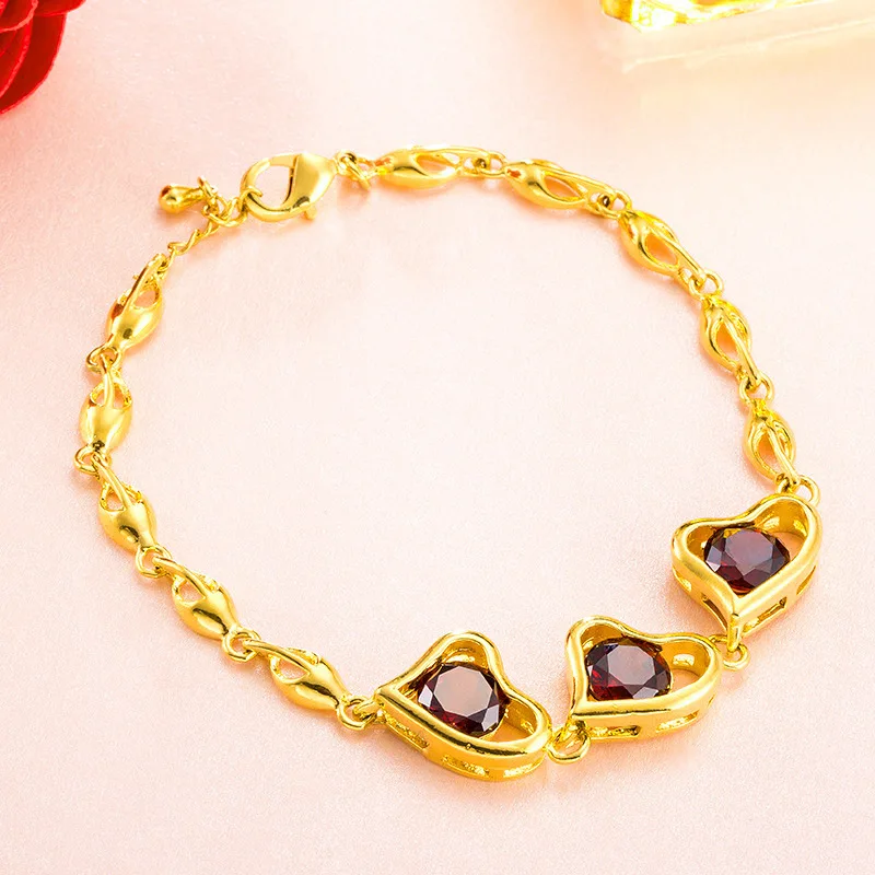 Luxury 24K 9999 Pure Gold real gold Moissanite Lady Bracelet Little Daisy Sunflower Bracelet