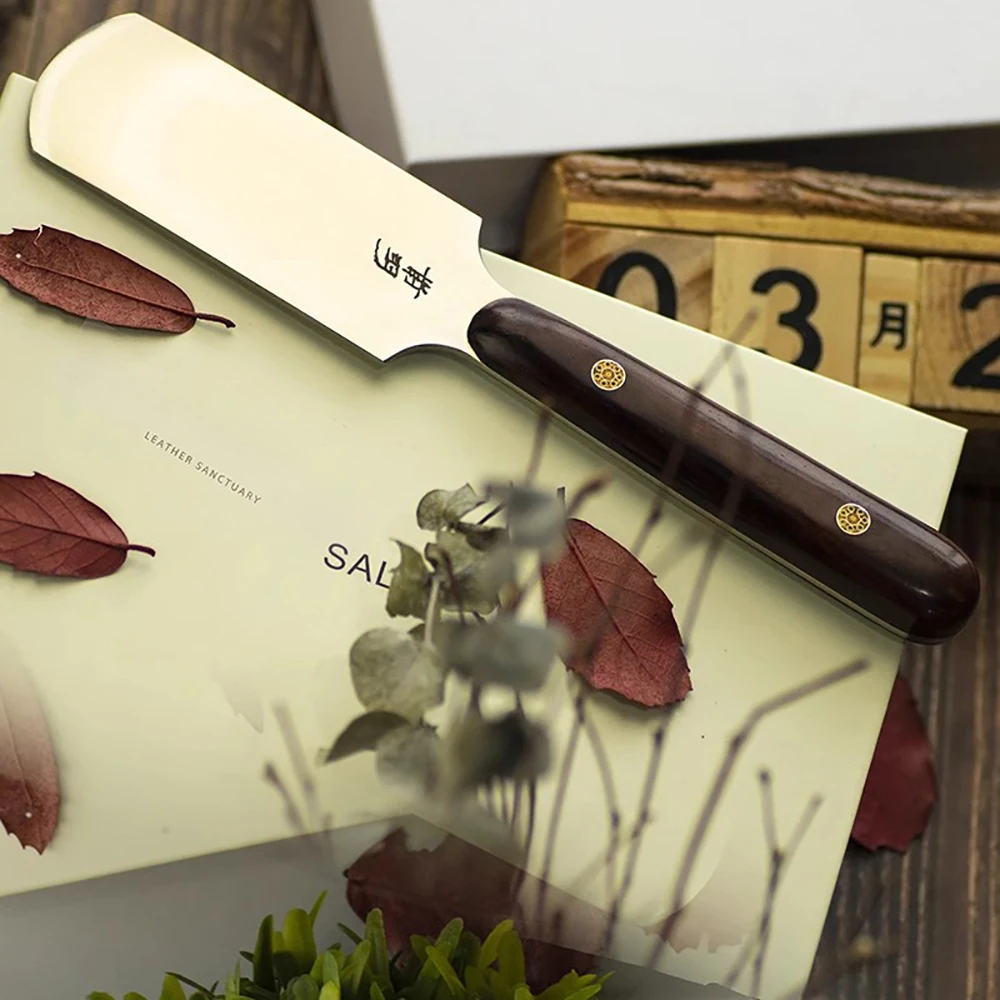 QIANYU Leather Thinning Knife Handmade DIY Leather Craft Goods Cutting Shovel XW42 Steel Sharp Blade with Rosewood Handle