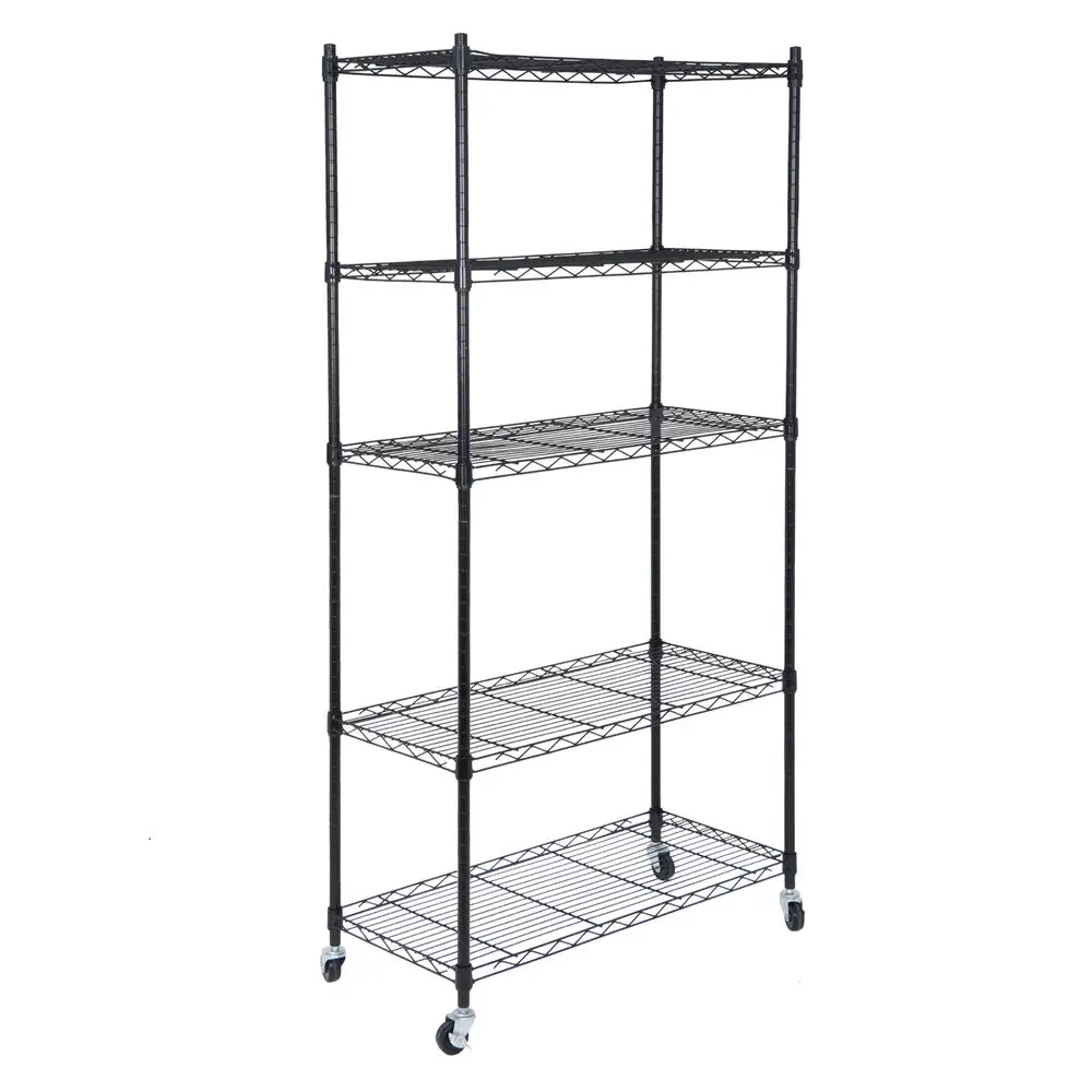 

5-Shelf Steel Wire Tier Layer Shelving Durable 30.1x14.2x63" Holder Storage Rack