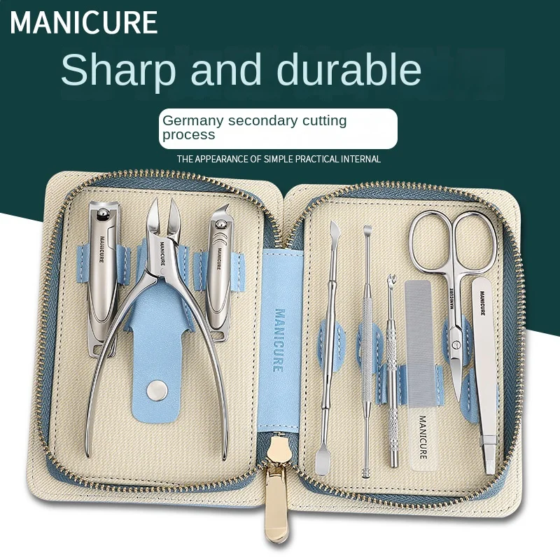 Maniküre-Set, Pediküre-Sets, Nagelknipser, Edelstahl, professionelle Nagelschneider-Werkzeuge mit Reiseetui-Set