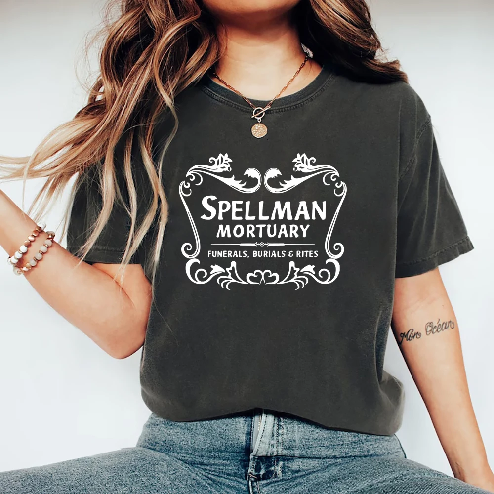 

Chilling Adventures of Sabrina Inspired Unisex T-shirt Spellman Mortuary Tshirt Men Women Short Sleeve T Shirt Vintage Tees