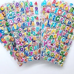 10 Sheets 3D Cartoon Number Letter Stickers for Kids Home Decor Puffy Bulk English Alphabet Letters Stickers Educational Toys