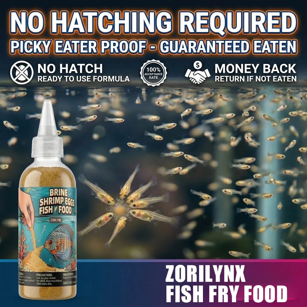 Huevos de Artemia Decapsulados Premium ZORILYNX 50g, No Requiere Incubación, Alimento Directo de Alta Proteína para Alevines de Peces Tropicales
