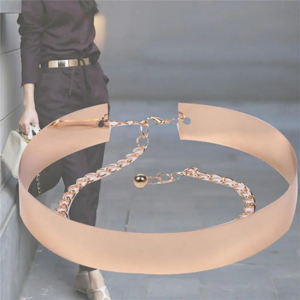 Ceinture élégante pour femmes, Streetwear, chaîne de plaque miroir