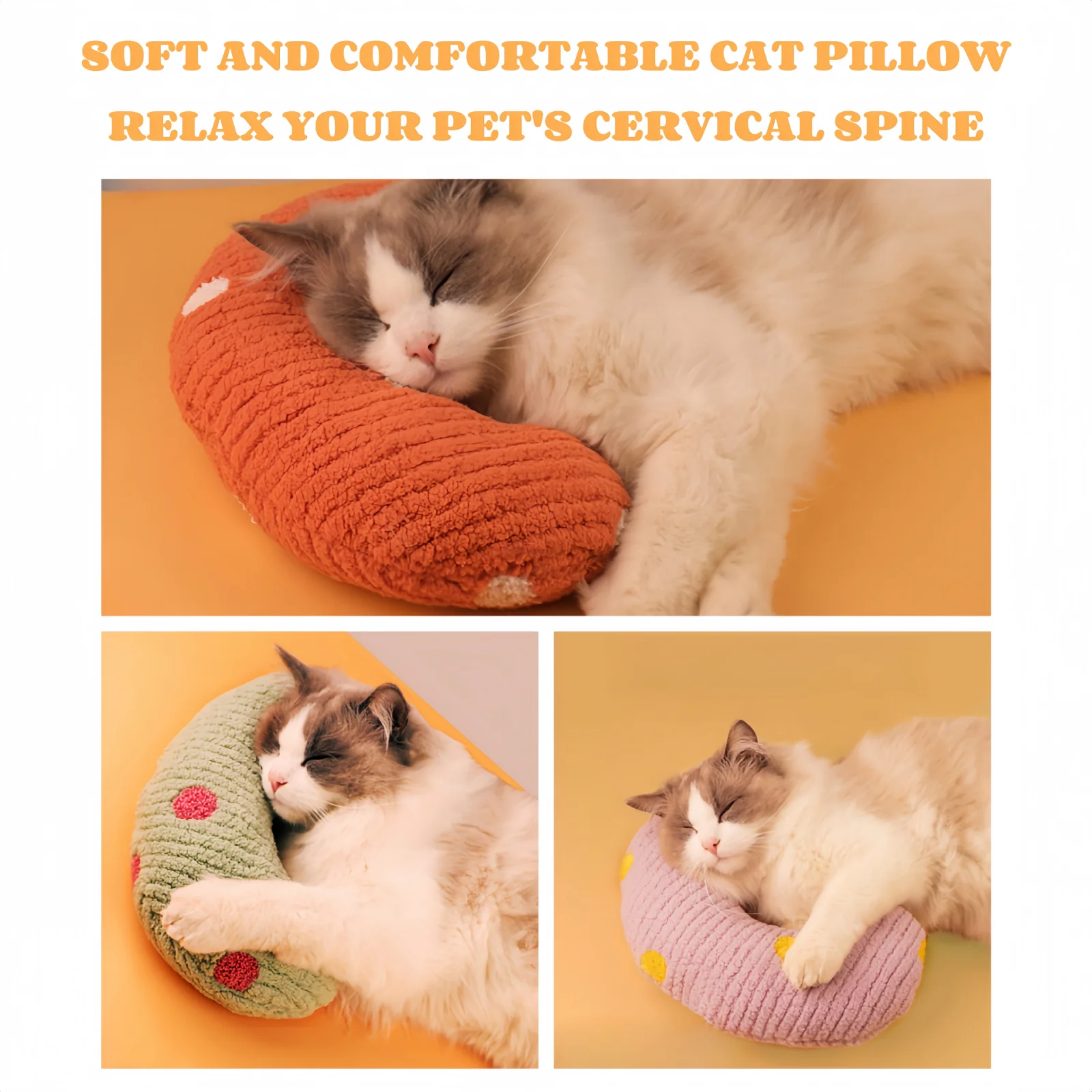 Cat Pillows for Indoor Cat and Puppy Dog Pillows U-Shaped Pillow for Cats and Dogs Soft Fluffy Dog Calming Pillow