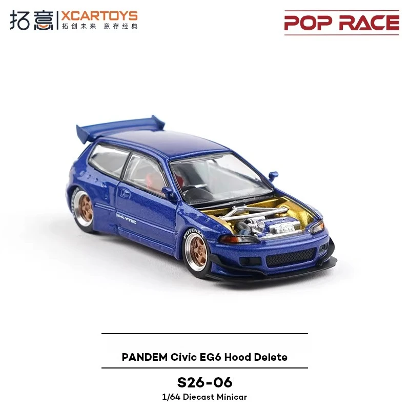 

XCARTOYS 1/64 PANDEM Civic EG6 с открывающимся капотом, металлический синий, литая модель автомобиля S26-06, коллекционный сувенир, подарок на день рождения, игрушка
