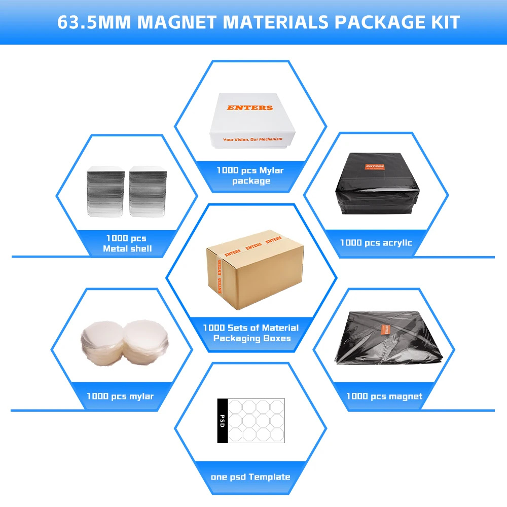 

1000sets 63.5*63.5mm Square Fridge Magnet Parts Supply Badge Materials