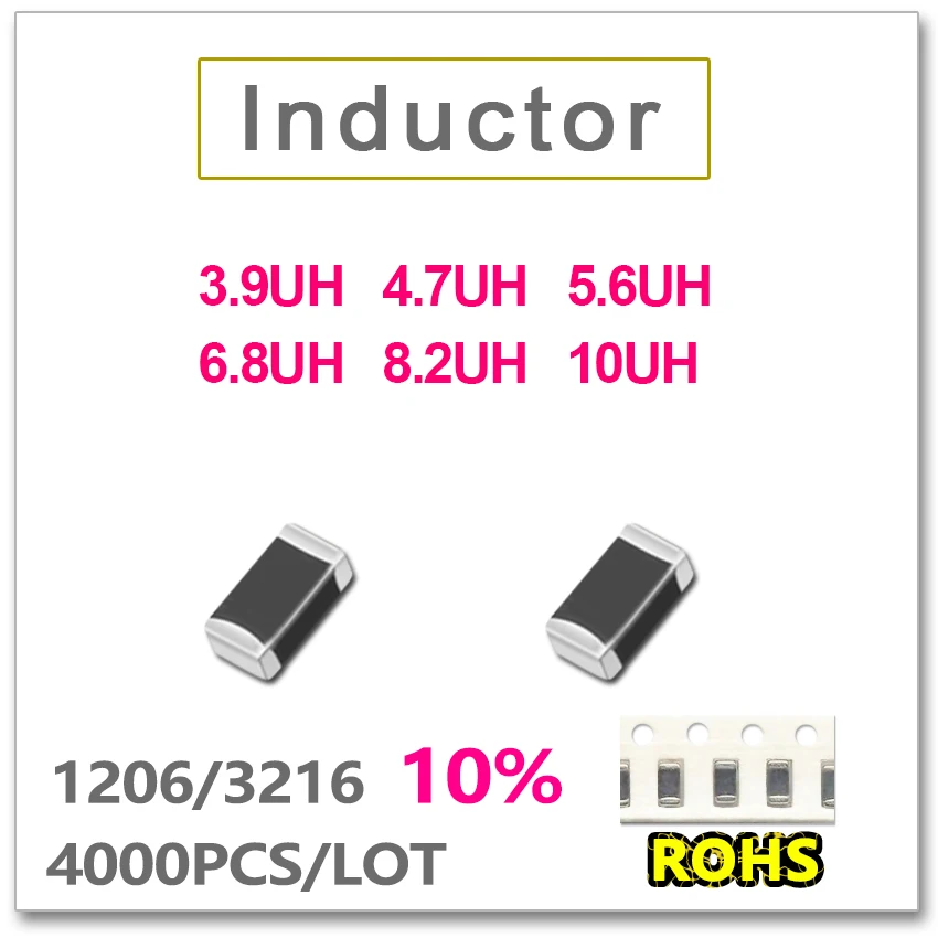 

JASNPROSMA 1206 3216 4000PCS SMD Multilayer low Frequency Inductor 10% 3.9UH 4.7UH 5.6UH 6.8UH 8.2UH 10UH SMD New high quality