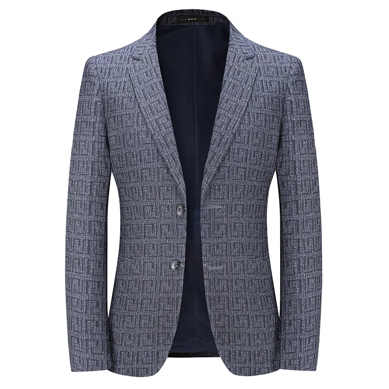 Best Quality Mens Korean Slim Fit Dress Suit Coat 2022 Spring Summer Thin Men's Simple Business Elastic Blue Blazers Jackets