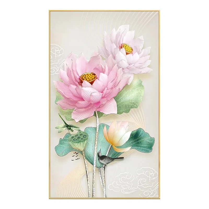 

Lotus House Printed Kits Cross Stitch 11CT 70x120cm Embroidery DIY Cotton Needlework Sets Crafts With Needles