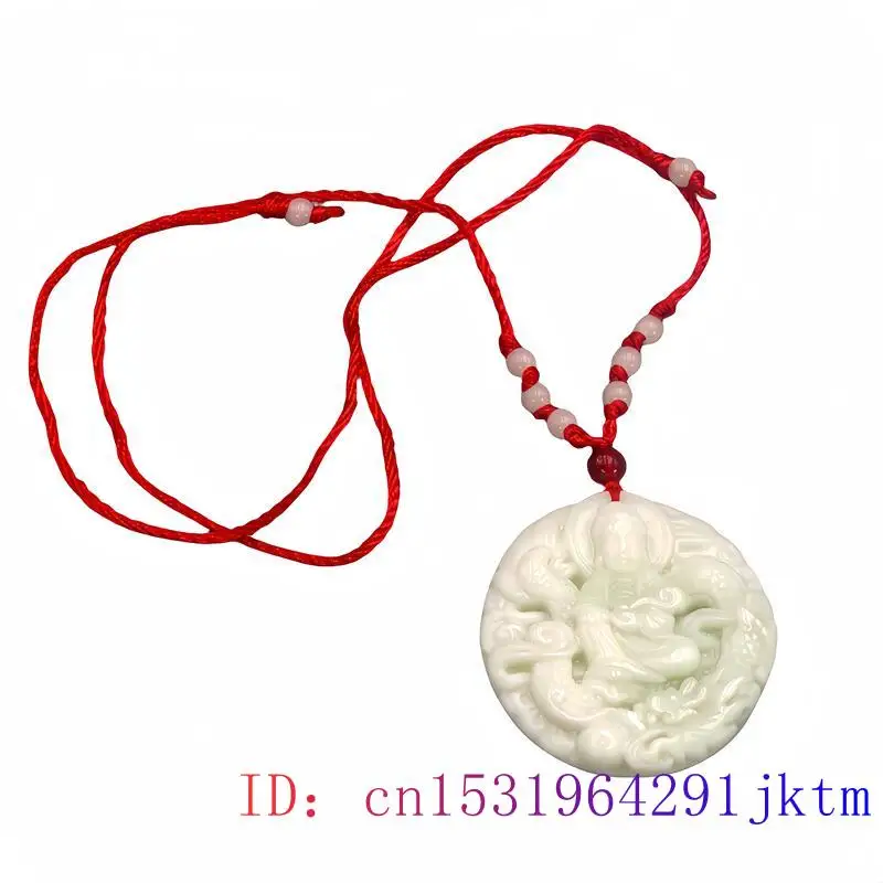 Collier pendentif Guanyin en pierre naturelle, bijoux sculptés de créateurs, amulette chinoise, accessoires de mode de luxe, breloque blanche, véritable diversité