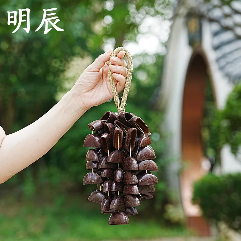 5x14 Hand-cranked Bell Duck Fruit Shell. Handcrafted Fruit Sound Healing Wind Chime, Suitable For Hanging On Windows Or Bedside
