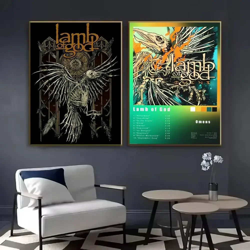 L-Lamb Of God Rock Band Album Poster Waterproof Sticky Wall Art Print For Bedroom Living Room Hallway Bar Home Decor