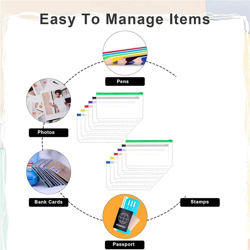 36 шт. карманы для папок формата А5, вставки для папок формата А5 с 6 отверстиями и 42 клейкими вкладками для папок для 6 кольцевых папок для ноутбуков