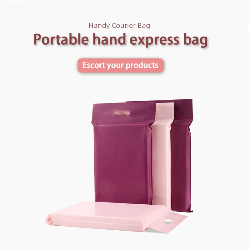 Portable Express Custom Logo Purple Pink Thickened Clothing Packaging Plastic Waterproof Bag