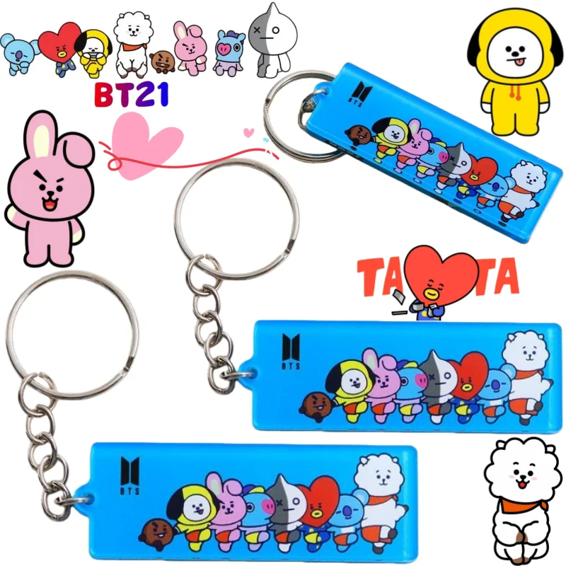 

BT21 koya RJ Cooky Tata Chimmy Shooky mang Keychain Creative High-value Anime Cartoon Printing Double-sided HD Acrylic Pendant
