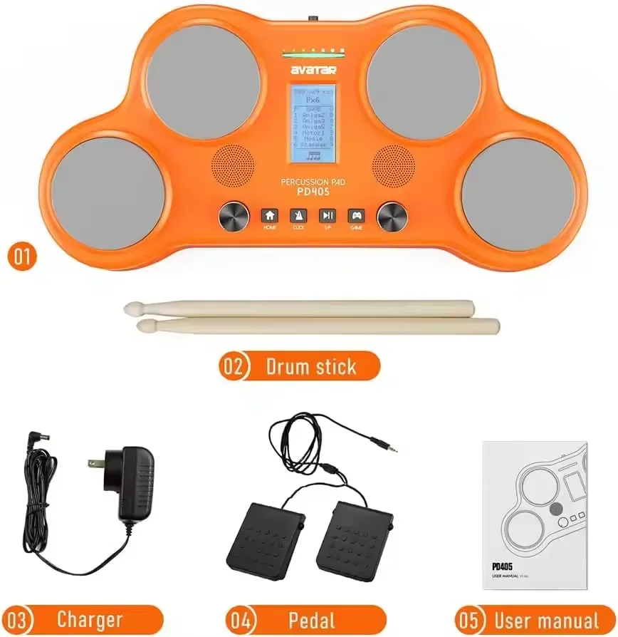 

Popular Portable Electronic Drum Kit 4 Keys Carry Around Silicone Electronic Drums Practice Pad