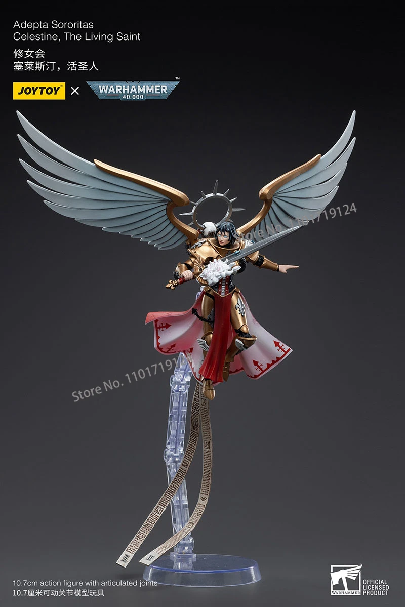 JOYTOY Warhammer 40K 1/18 Celestine The Living Saint Geminae Superia Adepta Sororitas Action Figure Anime Game Soldier Model Toy