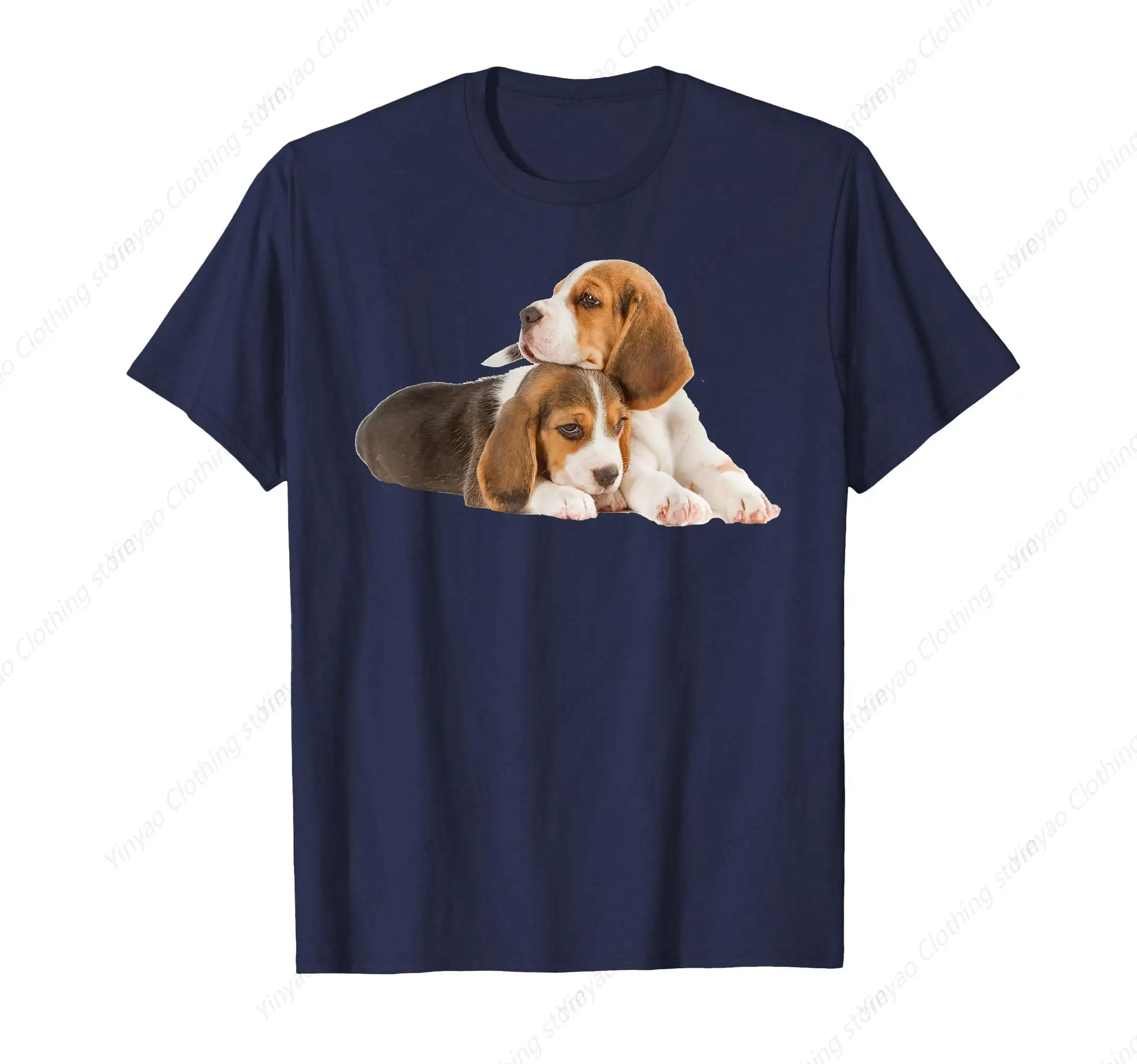 

Beagle Dog Fun Cute Animal Dog Printed T-shirt Pure Cotton Gift Tibetan Blue Shirt Gift Comfortable Clothes