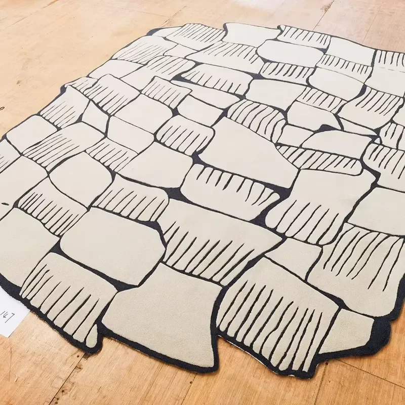 High Pile Modern Style Hand Tufted Commercial Carpet Wool and Nylon with Tile Design Handmade Area Rugs