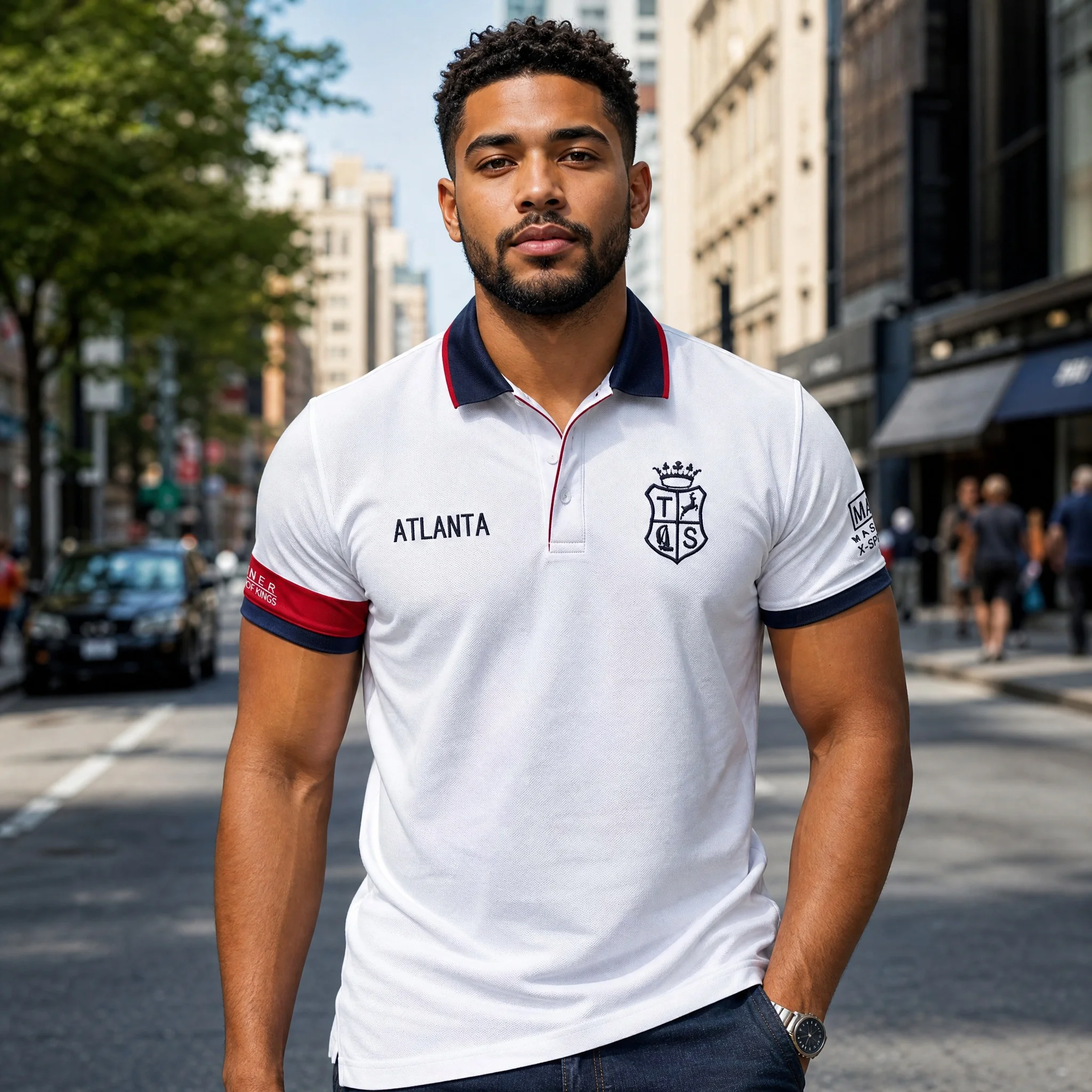 High Quality Men's Atlanta Embroidery Polo Shirt USA Designer Golf Collar Short-Sleeved Loose Fit Male T-Shirt — купить у AliExpress WW