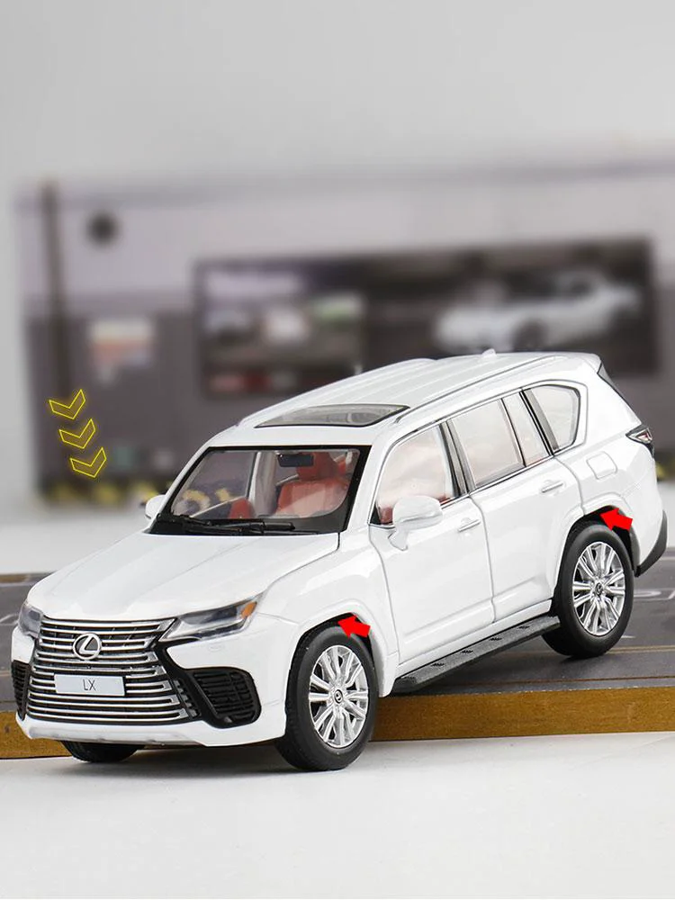 1/32 Lexus LX600 SUV Sport Car Toy 1:32 JKM Diecast Miniature Model Lightable Vehicle Free Wheels Collection Gift for Boy Kids